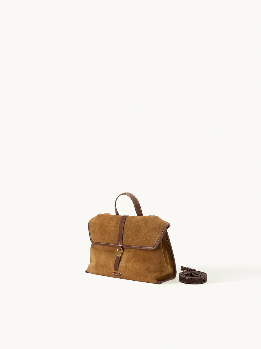 Small Shan Satchel Bag - Ochre Suede