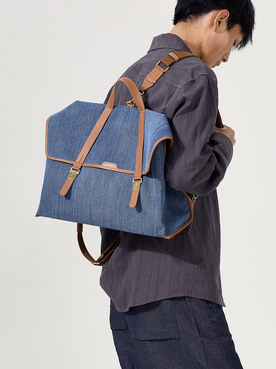 The Large Shan Briefcase - Denim