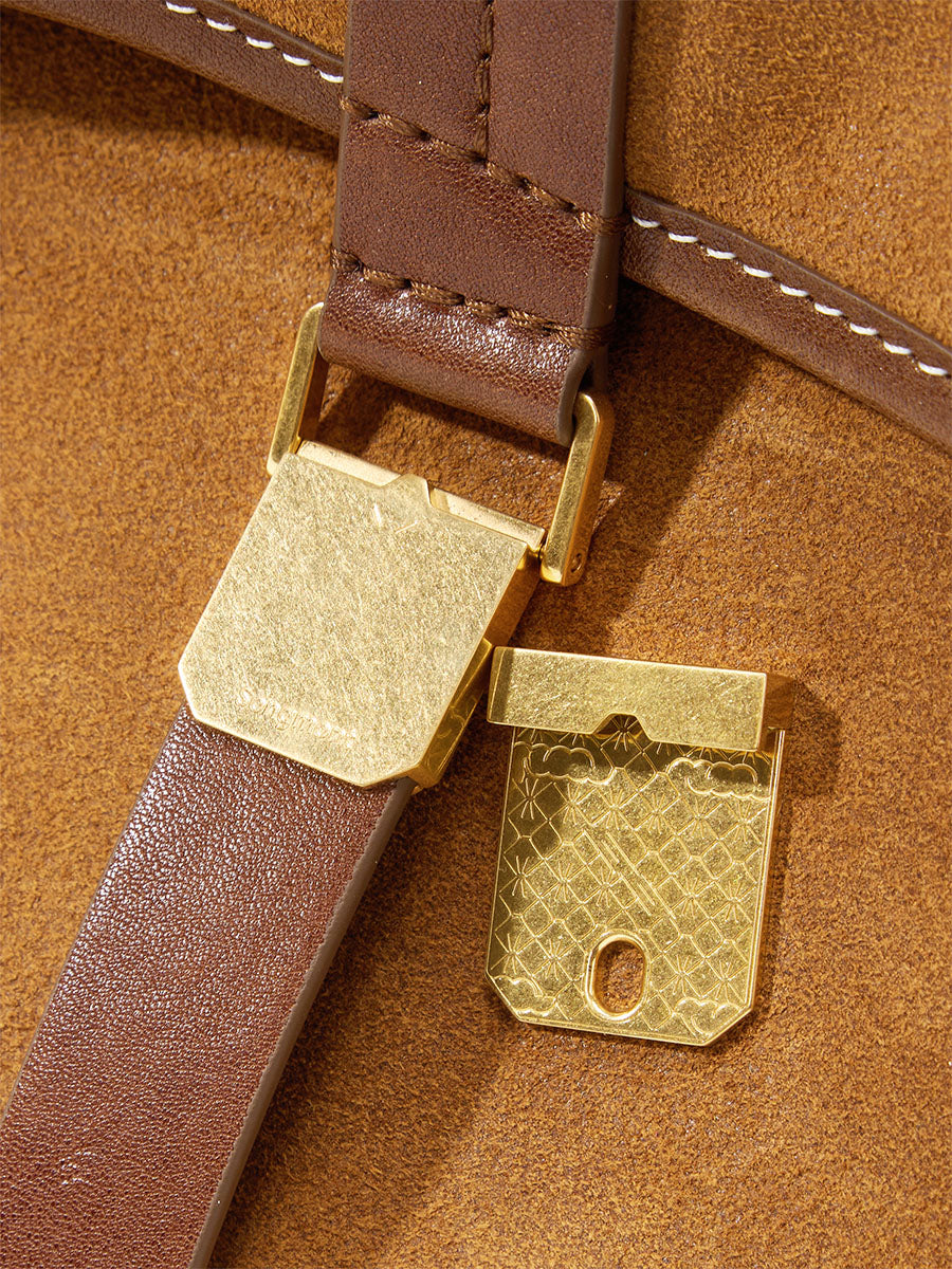 The Large Shan Briefcase - Ochre Suede
