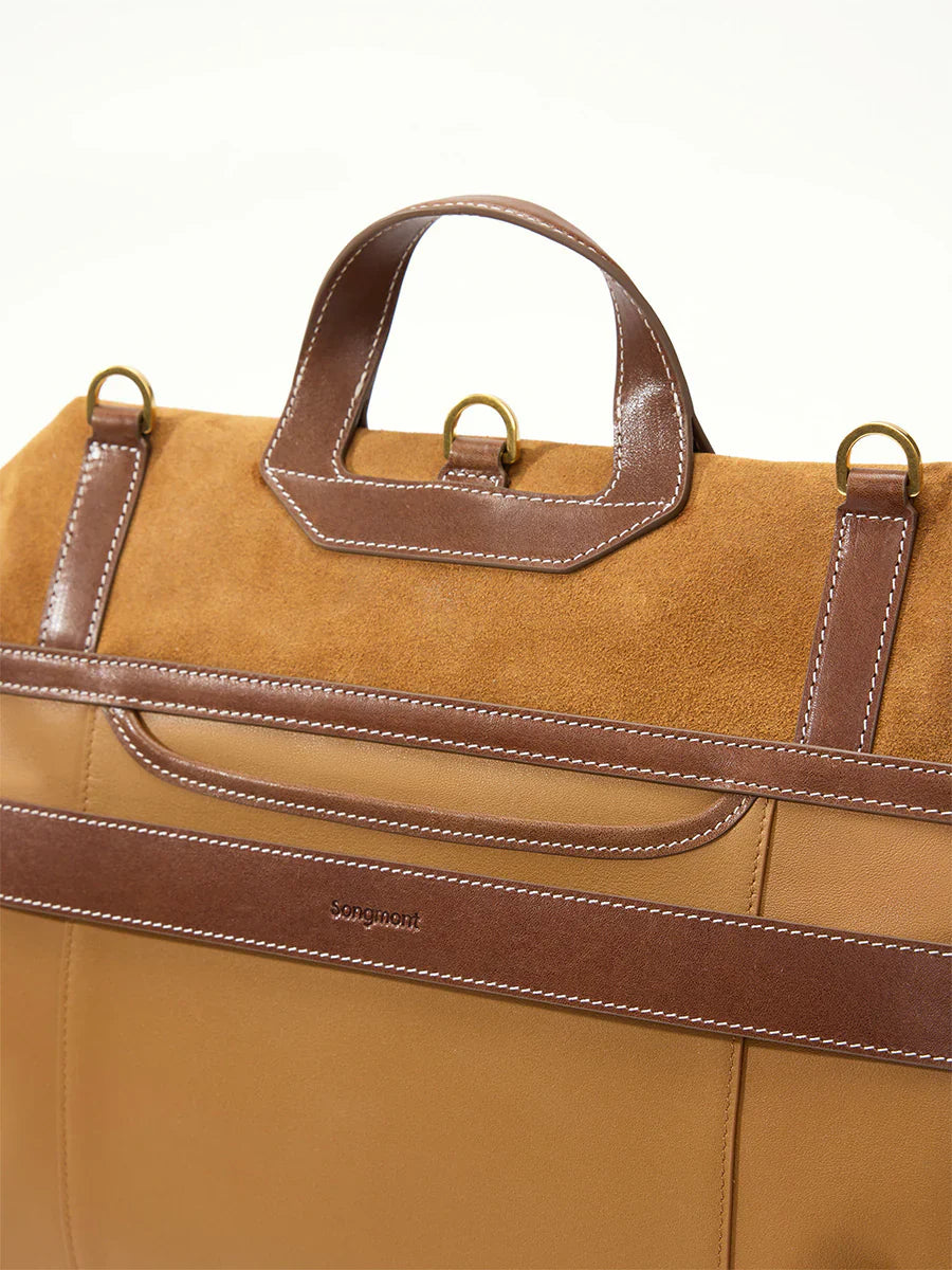 The Large Shan Briefcase - Ochre Suede