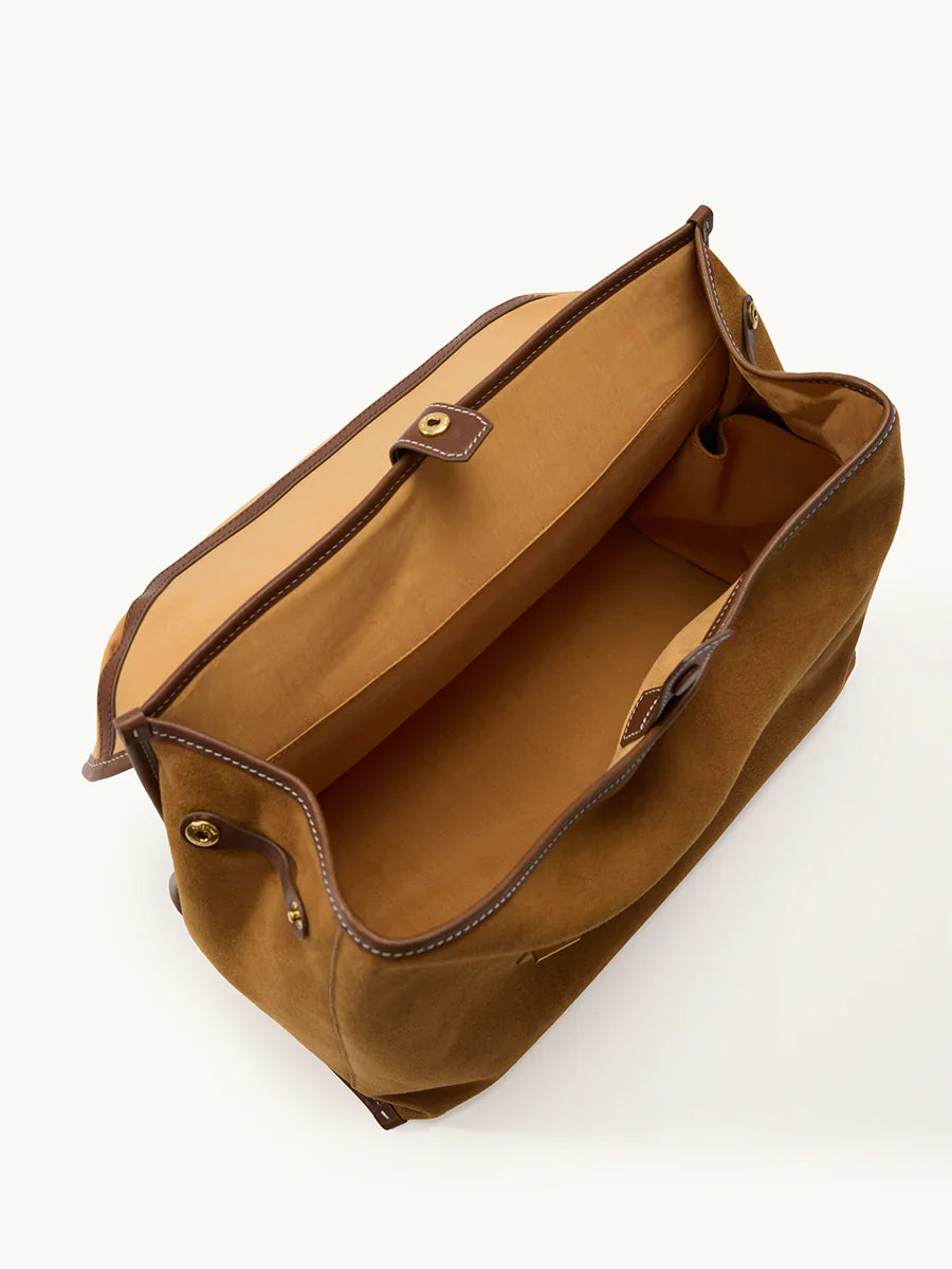 The Large Shan Briefcase - Ochre Suede