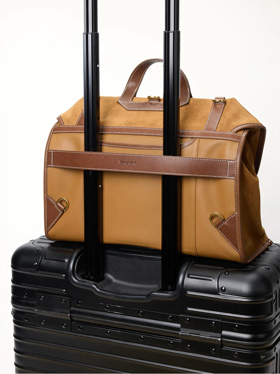 The Small Shan Briefcase - Ochre Suede
