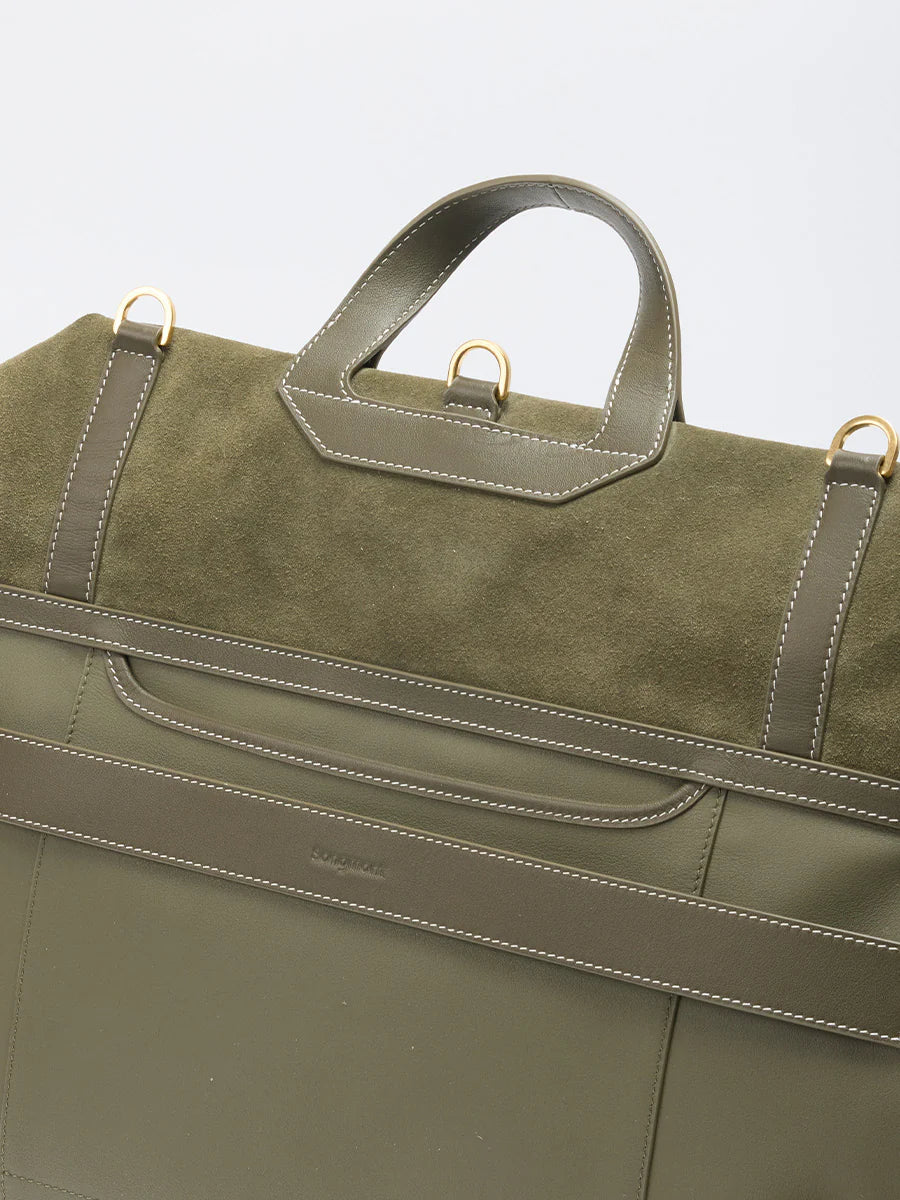 The Small Shan Briefcase - Olive Suede